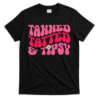 Tanned Tatted and Tipsy Groovy Retro Floral Vibes Summer T-Shirt