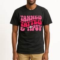 Tanned Tatted and Tipsy Groovy Retro Floral Vibes Summer Tall T-Shirt