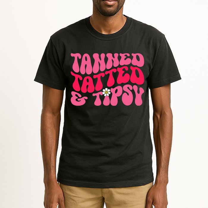 Tanned Tatted and Tipsy Groovy Retro Floral Vibes Summer Tall T-Shirt