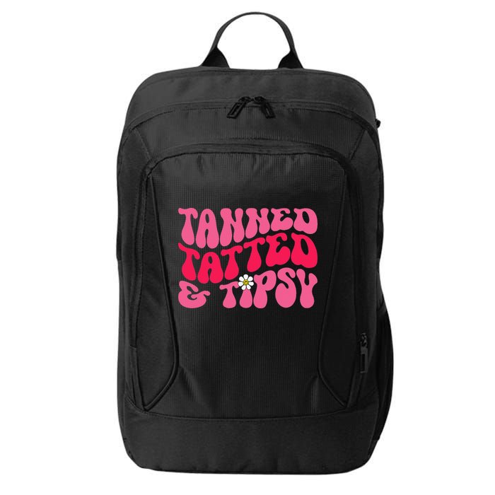 Tanned Tatted and Tipsy Groovy Retro Floral Vibes Summer City Backpack
