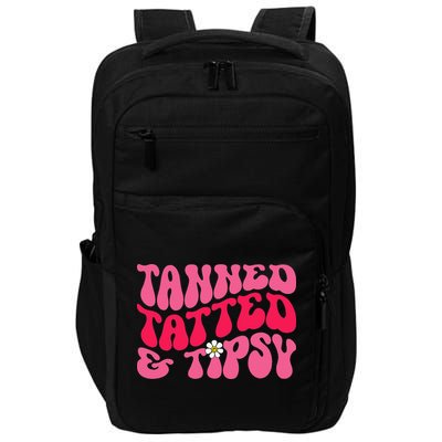 Tanned Tatted and Tipsy Groovy Retro Floral Vibes Summer Impact Tech Backpack