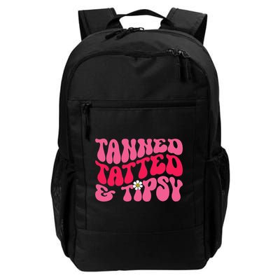 Tanned Tatted and Tipsy Groovy Retro Floral Vibes Summer Backpack