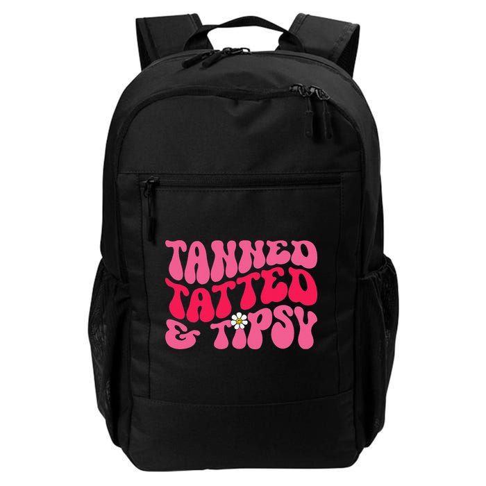 Tanned Tatted and Tipsy Groovy Retro Floral Vibes Summer Backpack