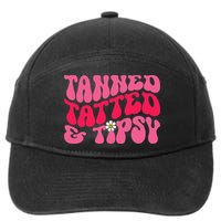 Tanned Tatted and Tipsy Groovy Retro Floral Vibes Summer 7-Panel Snapback Hat
