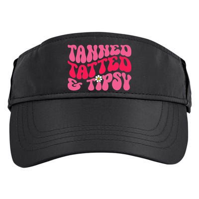 Tanned Tatted and Tipsy Groovy Retro Floral Vibes Summer Adult Drive Performance Visor