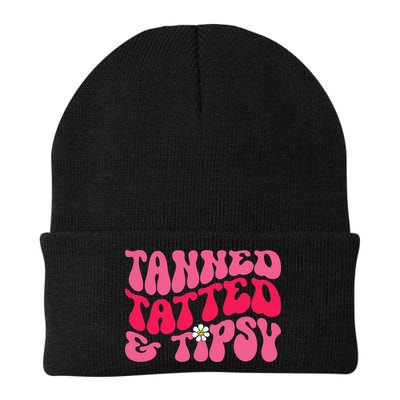 Tanned Tatted and Tipsy Groovy Retro Floral Vibes Summer Beanie