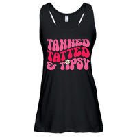 Tanned Tatted and Tipsy Groovy Retro Floral Vibes Summer Ladies Essential Flowy Tank