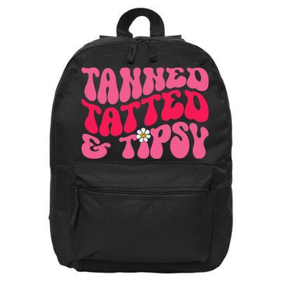 Tanned Tatted and Tipsy Groovy Retro Floral Vibes Summer 16 in Basic Backpack