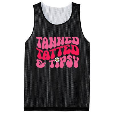 Tanned Tatted and Tipsy Groovy Retro Floral Vibes Summer Mesh Reversible Basketball Jersey Tank