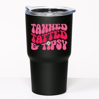 Tanned Tatted and Tipsy Groovy Retro Floral Vibes Summer Tumbler