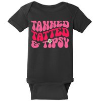 Tanned Tatted and Tipsy Groovy Retro Floral Vibes Summer Baby Bodysuit