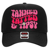 Tanned Tatted and Tipsy Groovy Retro Floral Vibes Summer Hat