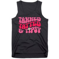 Tanned Tatted and Tipsy Groovy Retro Floral Vibes Summer Tank Top