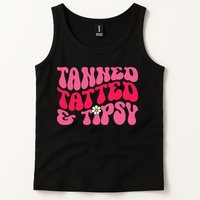 Tanned Tatted and Tipsy Groovy Retro Floral Vibes Summer Tank Top