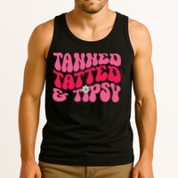 Tanned Tatted and Tipsy Groovy Retro Floral Vibes Summer Tank Top