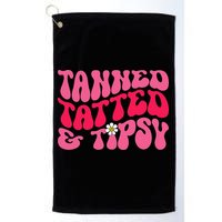 Tanned Tatted and Tipsy Groovy Retro Floral Vibes Summer Golf Towel