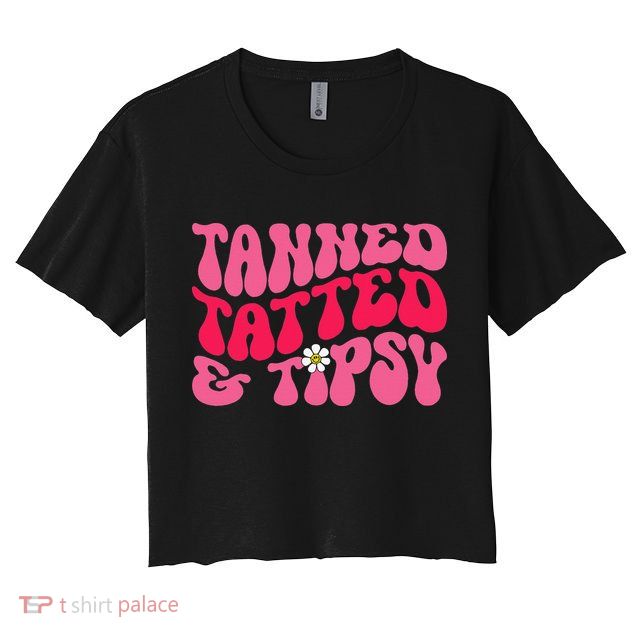 Tanned Tatted and Tipsy Groovy Retro Floral Vibes Summer Crop Top