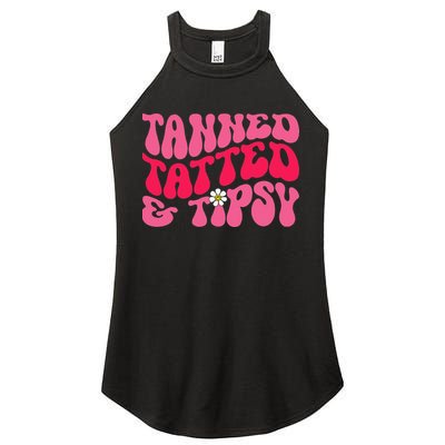 Tanned Tatted and Tipsy Groovy Retro Floral Vibes Summer Women's Perfect Tri Rocker Tank