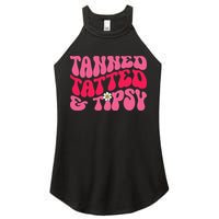 Tanned Tatted and Tipsy Groovy Retro Floral Vibes Summer Women's Perfect Tri Rocker Tank