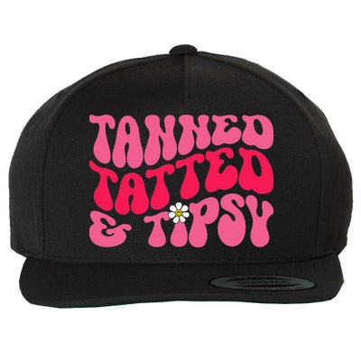 Tanned Tatted and Tipsy Groovy Retro Floral Vibes Summer Wool Snapback Cap