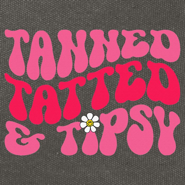 Tanned Tatted and Tipsy Groovy Retro Floral Vibes Summer Cotton Canvas Backpack