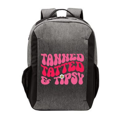 Tanned Tatted and Tipsy Groovy Retro Floral Vibes Summer Vector Backpack