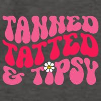 Tanned Tatted and Tipsy Groovy Retro Floral Vibes Summer Vector Backpack