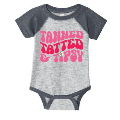 Tanned Tatted and Tipsy Groovy Retro Floral Vibes Summer Infant Baby Jersey Bodysuit
