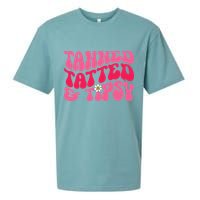 Tanned Tatted and Tipsy Groovy Retro Floral Vibes Summer Sueded Cloud Jersey T-Shirt