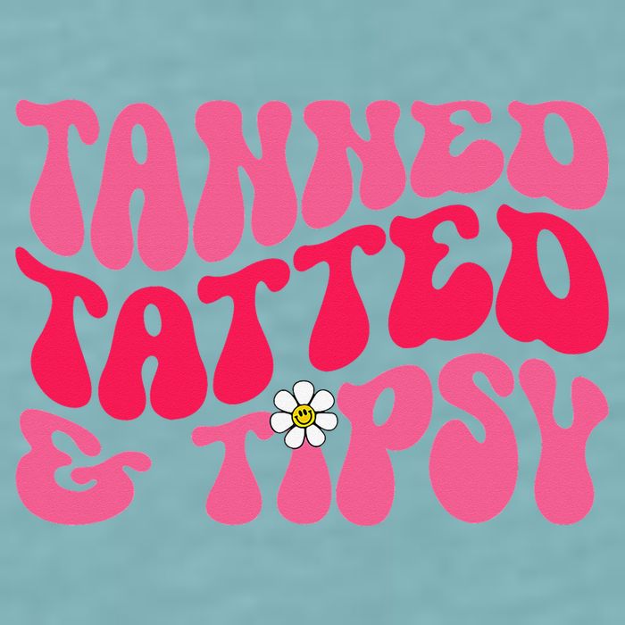 Tanned Tatted and Tipsy Groovy Retro Floral Vibes Summer Sueded Cloud Jersey T-Shirt