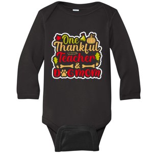 Thankful Teacher And Dog Mom Fall Theme Baby Long Sleeve Bodysuit