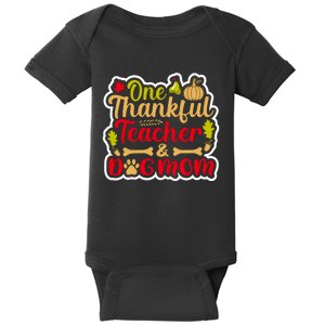 Thankful Teacher And Dog Mom Fall Theme Baby Bodysuit