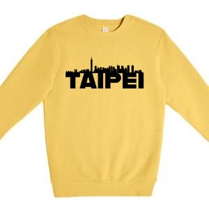 Taipei Taiwan Asia City Skyline Silhouette Outline Sketch Cute Gift Premium Crewneck Sweatshirt