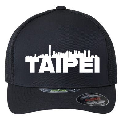 Taipei Taiwan Asia City Skyline Silhouette Outline Sketch Cute Gift Flexfit Unipanel Trucker Cap