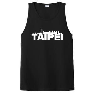 Taipei Taiwan Asia City Skyline Silhouette Outline Sketch Cute Gift PosiCharge Competitor Tank