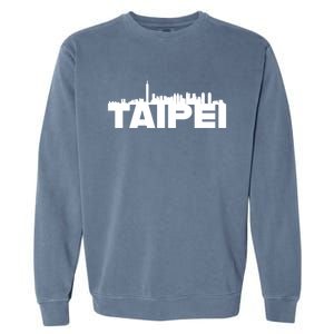 Taipei Taiwan Asia City Skyline Silhouette Outline Sketch Cute Gift Garment-Dyed Sweatshirt