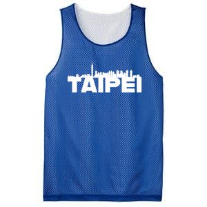 Taipei Taiwan Asia City Skyline Silhouette Outline Sketch Cute Gift Mesh Reversible Basketball Jersey Tank