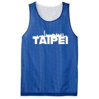 Taipei Taiwan Asia City Skyline Silhouette Outline Sketch Cute Gift Mesh Reversible Basketball Jersey Tank