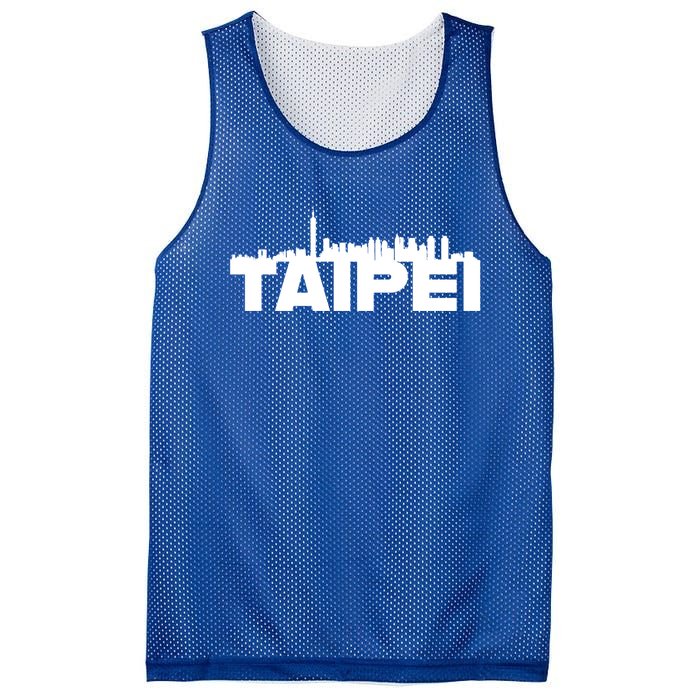 Taipei Taiwan Asia City Skyline Silhouette Outline Sketch Cute Gift Mesh Reversible Basketball Jersey Tank