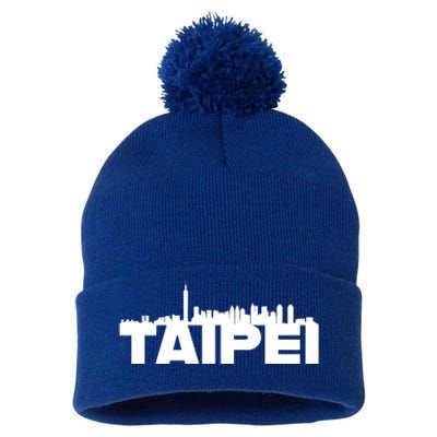 Taipei Taiwan Asia City Skyline Silhouette Outline Sketch Cute Gift Pom Pom 12in Knit Beanie