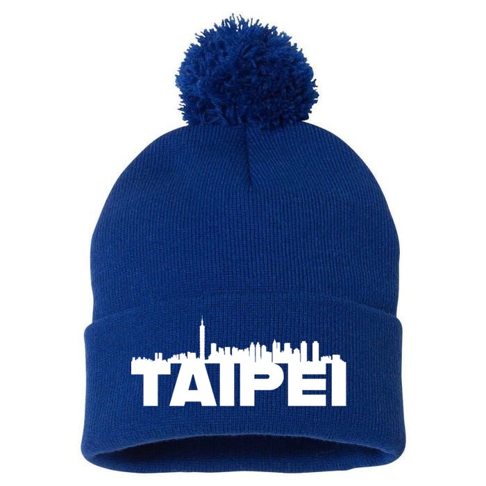 Taipei Taiwan Asia City Skyline Silhouette Outline Sketch Cute Gift Pom Pom 12in Knit Beanie