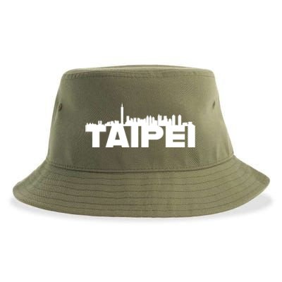 Taipei Taiwan Asia City Skyline Silhouette Outline Sketch Cute Gift Sustainable Bucket Hat