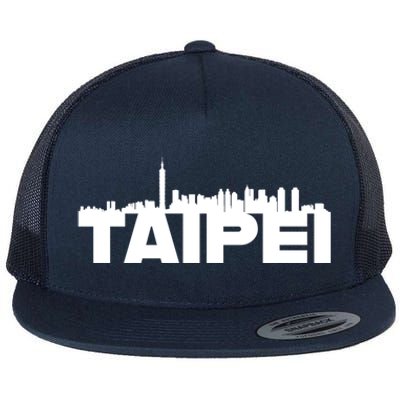 Taipei Taiwan Asia City Skyline Silhouette Outline Sketch Cute Gift Flat Bill Trucker Hat