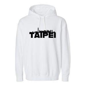 Taipei Taiwan Asia City Skyline Silhouette Outline Sketch Cute Gift Garment-Dyed Fleece Hoodie