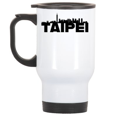 Taipei Taiwan Asia City Skyline Silhouette Outline Sketch Cute Gift Stainless Steel Travel Mug