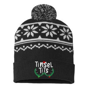 Tinsel Tits And Jingle Balls Funny Matching Christmas Couple USA-Made Snowflake Beanie