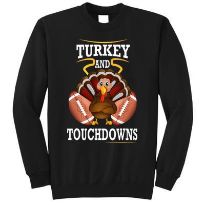 Thanksgiving Turkey And Touchdowns Football Kids Tall Sweatshirt