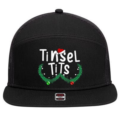 Tinsel Tits And Jingle Balls Funny Christmas Couple 7 Panel Mesh Trucker Snapback Hat