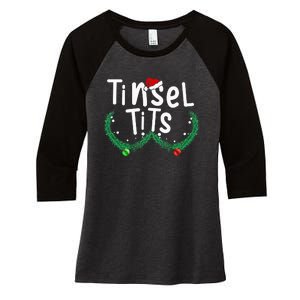 Tinsel Tits And Jingle Balls Funny Christmas Couple Women's Tri-Blend 3/4-Sleeve Raglan Shirt