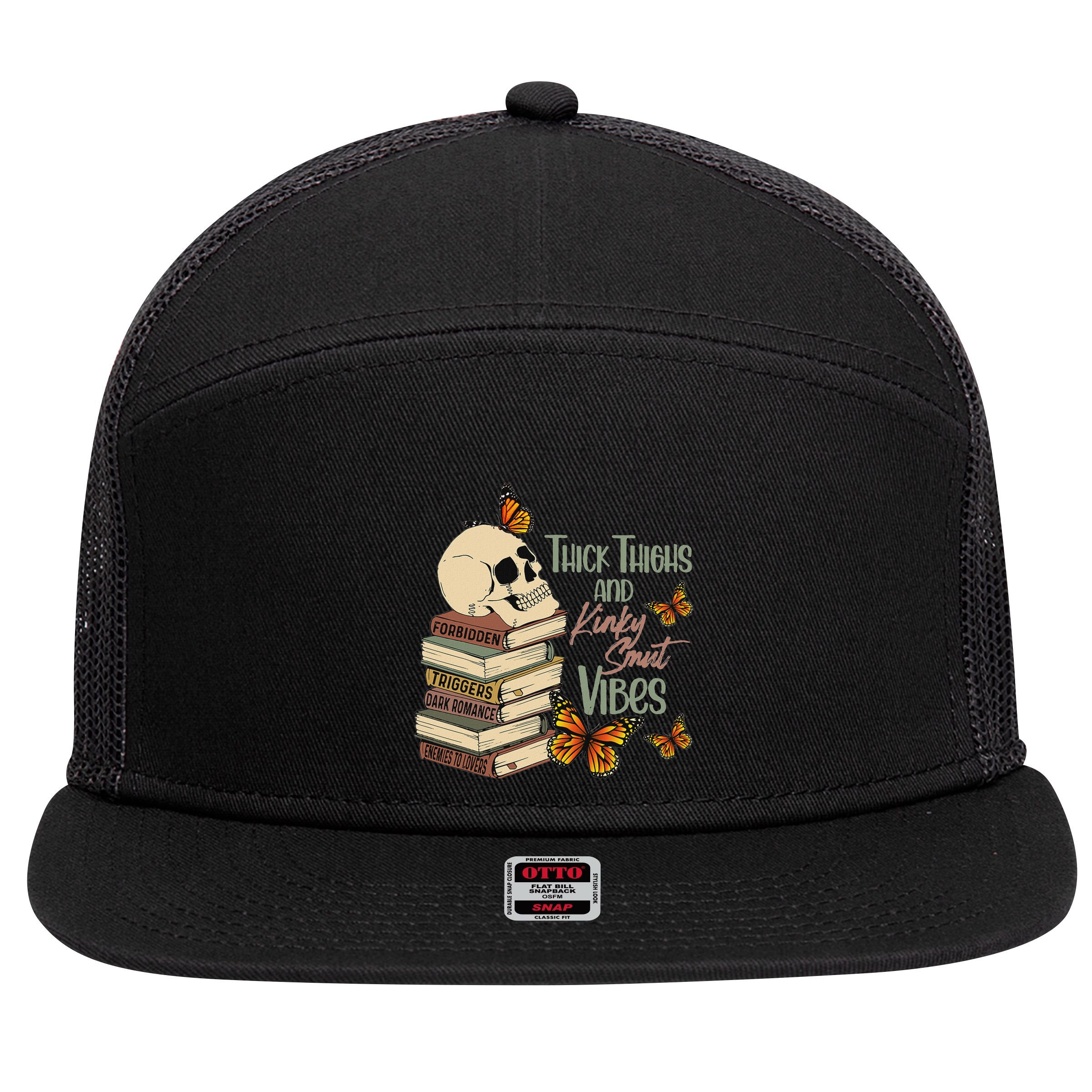 Thick Thighs And Kinky Smut Vibes Apparel 7 Panel Mesh Trucker Snapback Hat